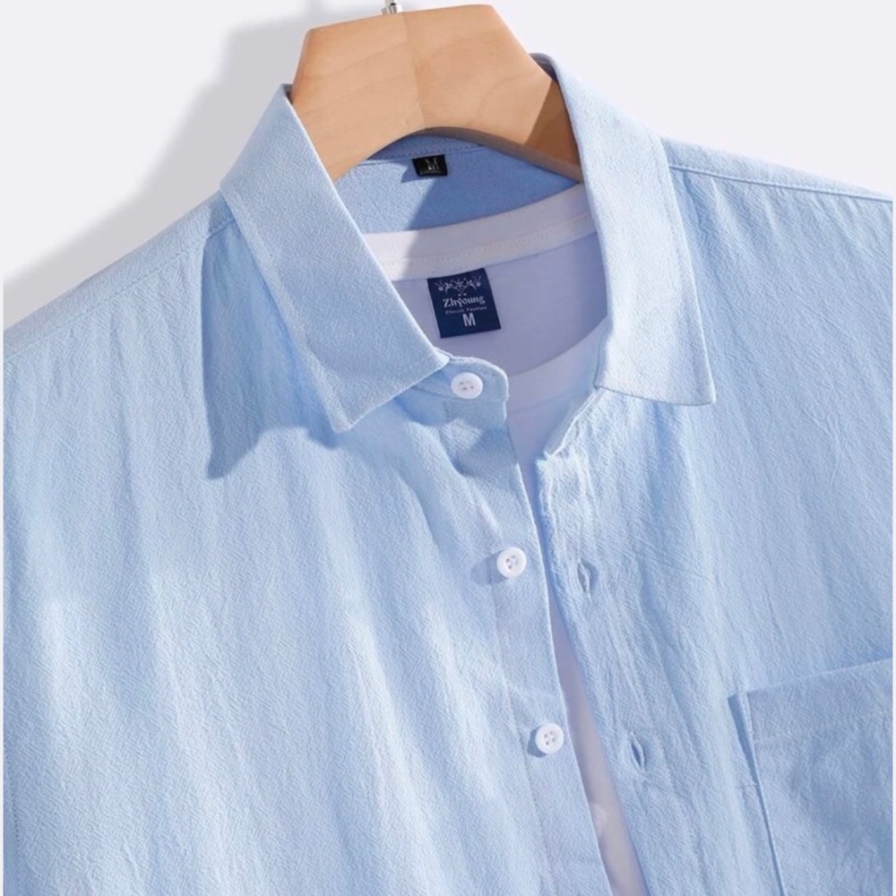 SHEIN Casual Button Up Shirt - Baby Blue - Picture 3 of 4
